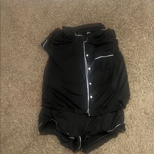 Black Pajama Set with White Trim